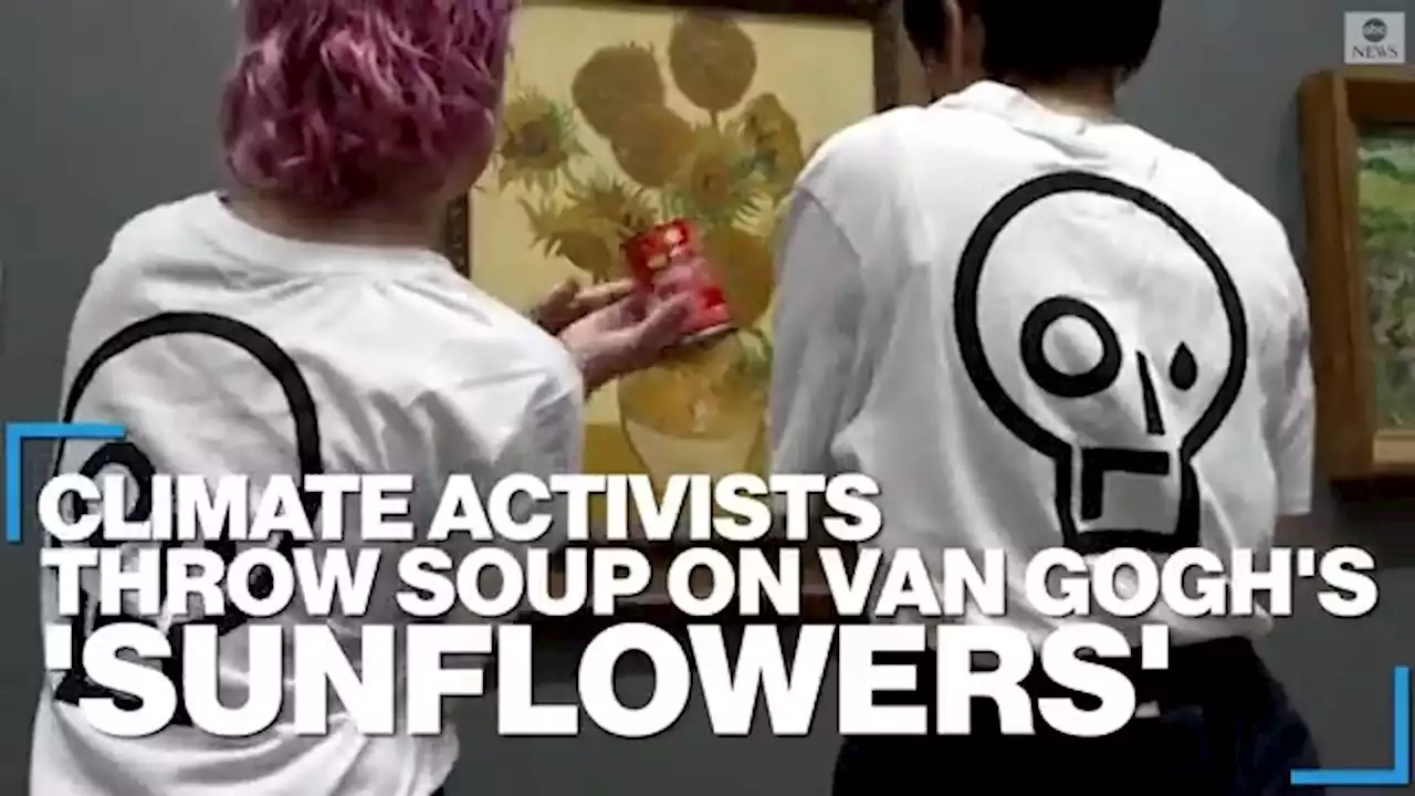 Climate activists throw soup on Vincent van Gogh painting to protest oil