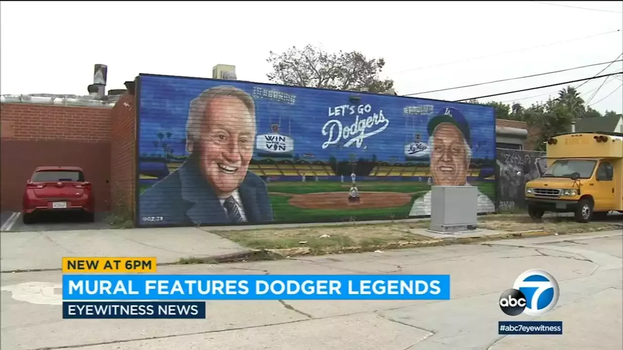 Incredible tribute to Vin Scully and Tommy Lasorda by muralist @gz