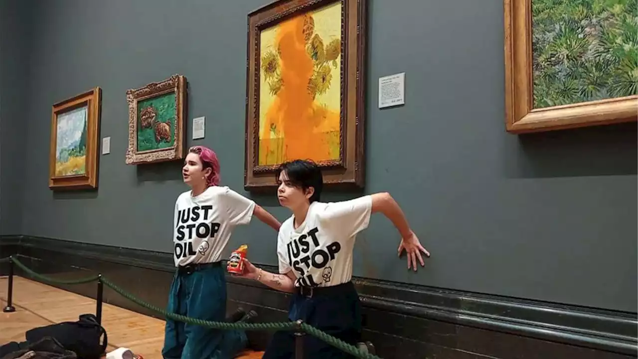 Climate activists throw soup on Vincent van Gogh painting protesting oil