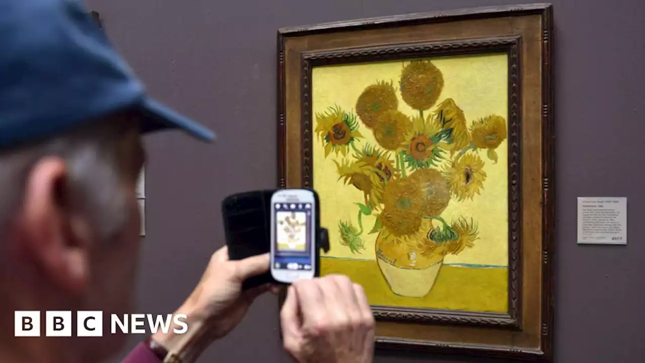 Oil protesters throw soup on Van Gogh's Sunflowers painting