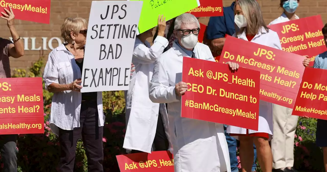 Doctors and health activists protest McDonald’s at JPS Hospital