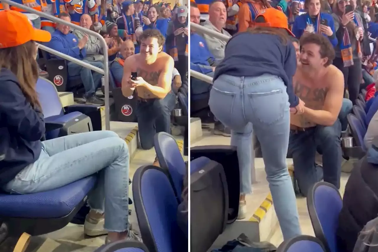 ‘Oh, f–k’: Eyewitness to shirtless Islanders proposal believes it was all real