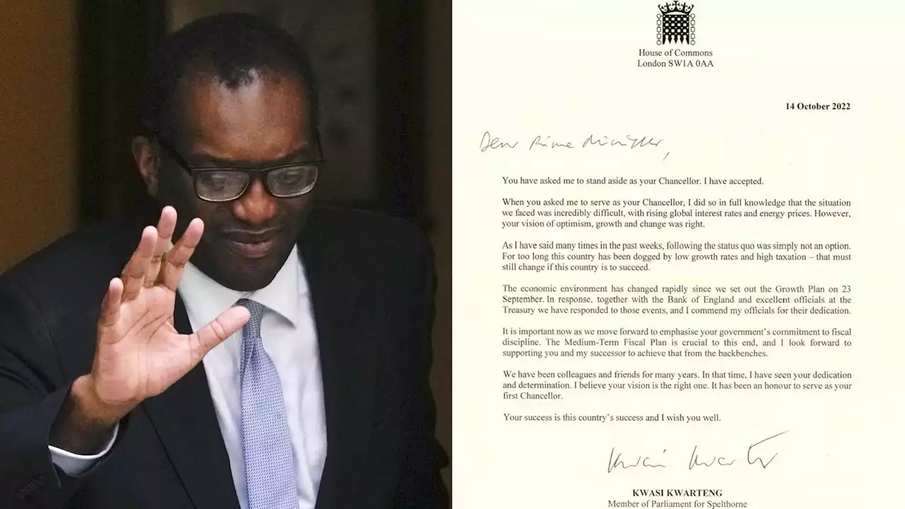 Kwasi Kwarteng's letter to Liz Truss and her reply in full