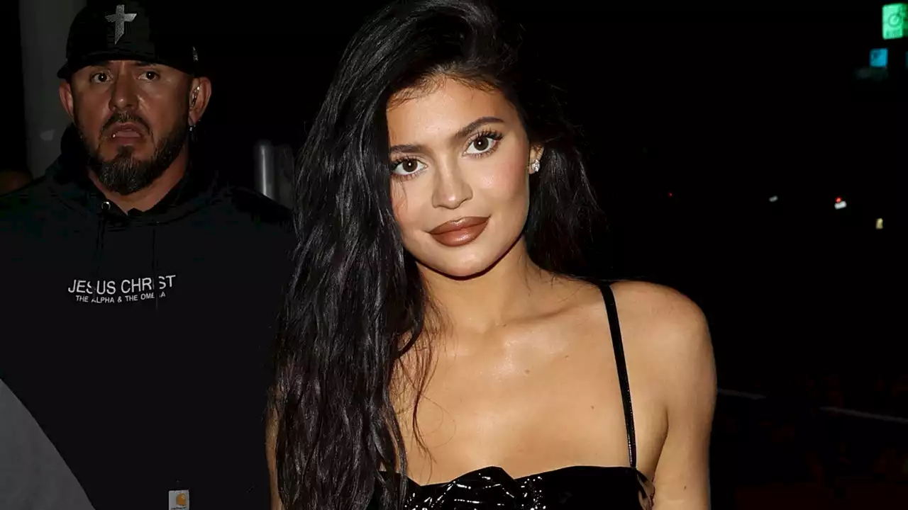 Kylie Jenner Wore a Latex-esque LBD for a Night Out With Travis