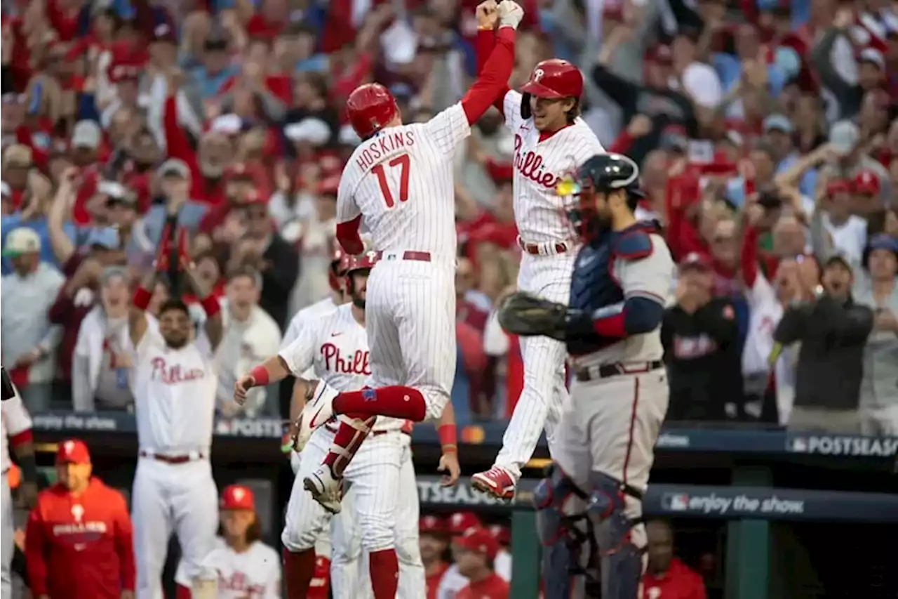 Phillies ride Aaron Nola, Rhys Hoskins to 9-1 win over Braves and move one win from NLCS