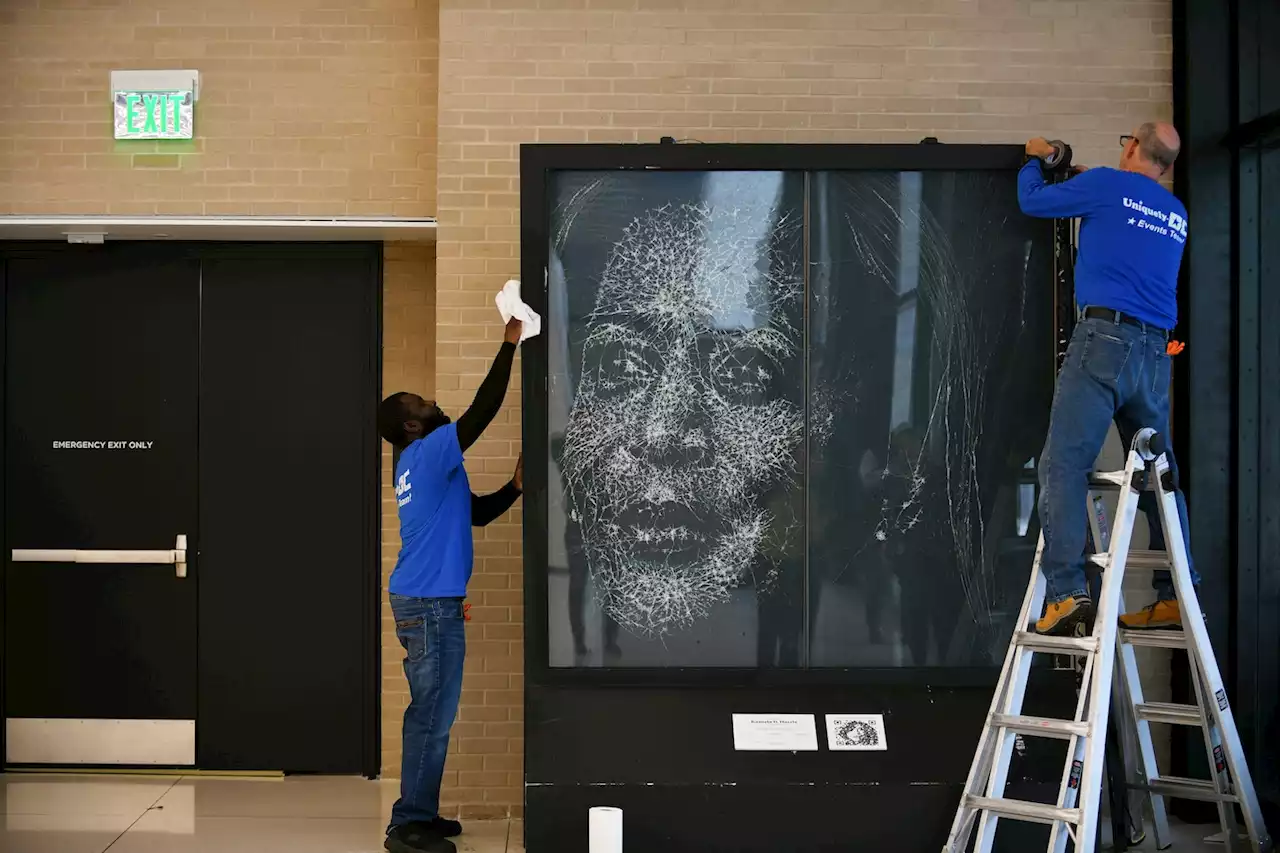 MLK Library is now home to a shattered-glass sculpture of VP Harris