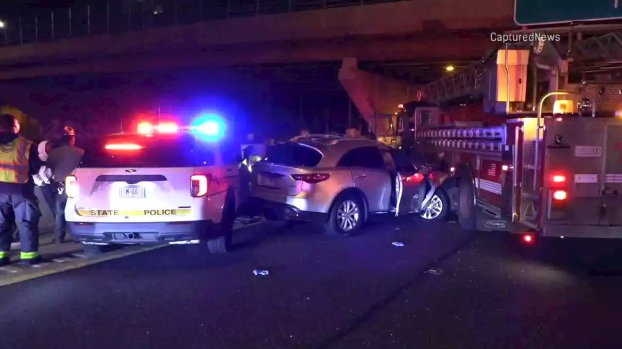 Car crashes into fire truck, state trooper on Eisenhower Expressway