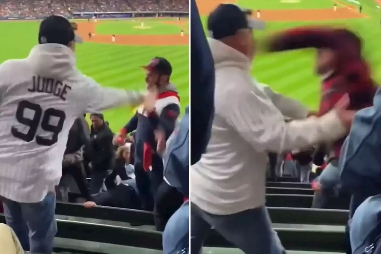 Fan fight breaks out at Yankees vs. Guardians Game 3