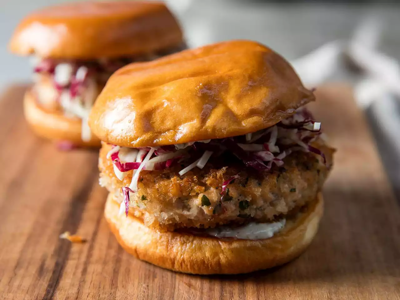 Salmon Burgers With Rémoulade and Fennel Slaw Recipe