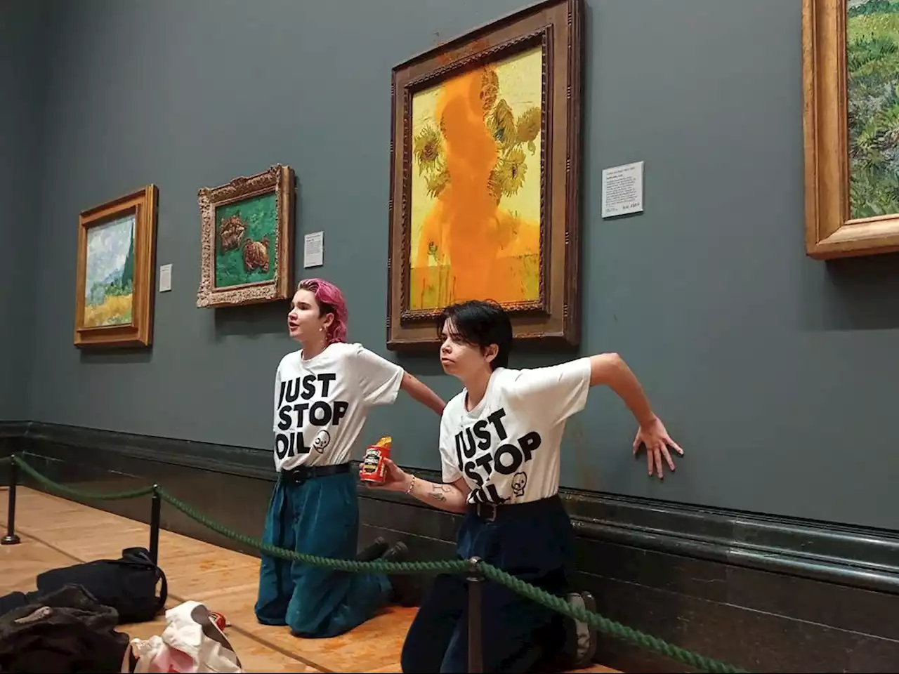 U.K. police charge two women after soup thrown at van Gogh's Sunflowers