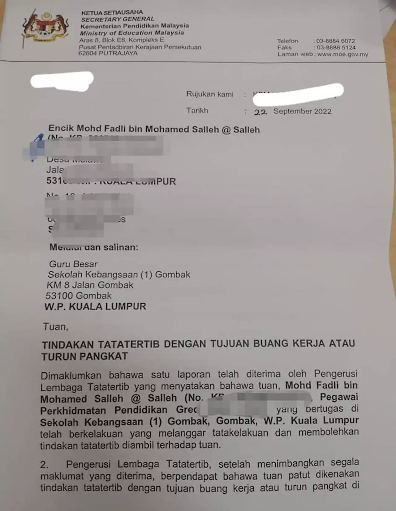 Mohd. Fadli belum dijatuhi hukuman, Lembaga Tatatertib bersidang esok -KPM