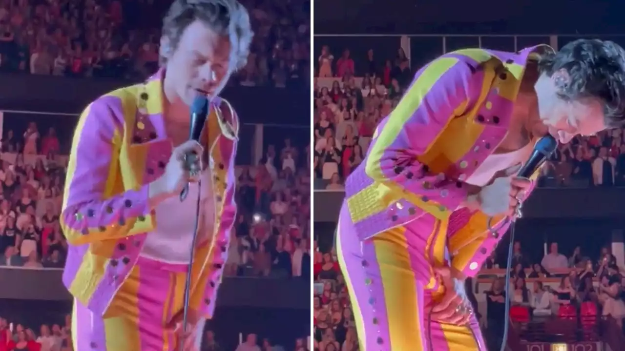 Harry Styles hit in groin with an apparent bottle at Chicago concert: 'Shake it off'