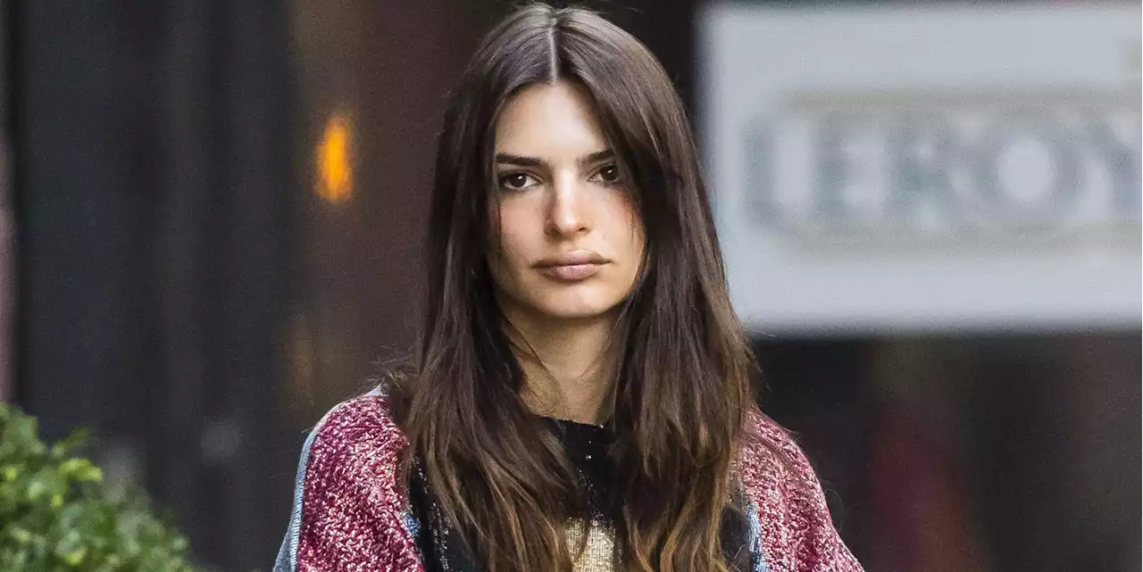 Emily Ratajkowski Wears a Prince Sweater with Cheetah-Print Pants While Walking Baby Sly