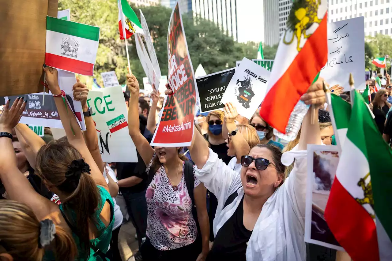 Hundreds of Houston Iranians protest for women's rights, regime change outside City Hall