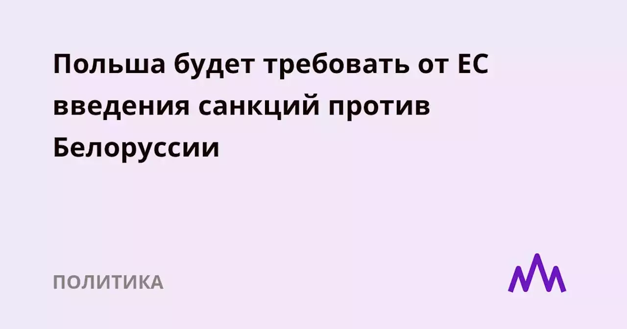 Польша будет требовать от ЕС введения санкций против Белоруссии