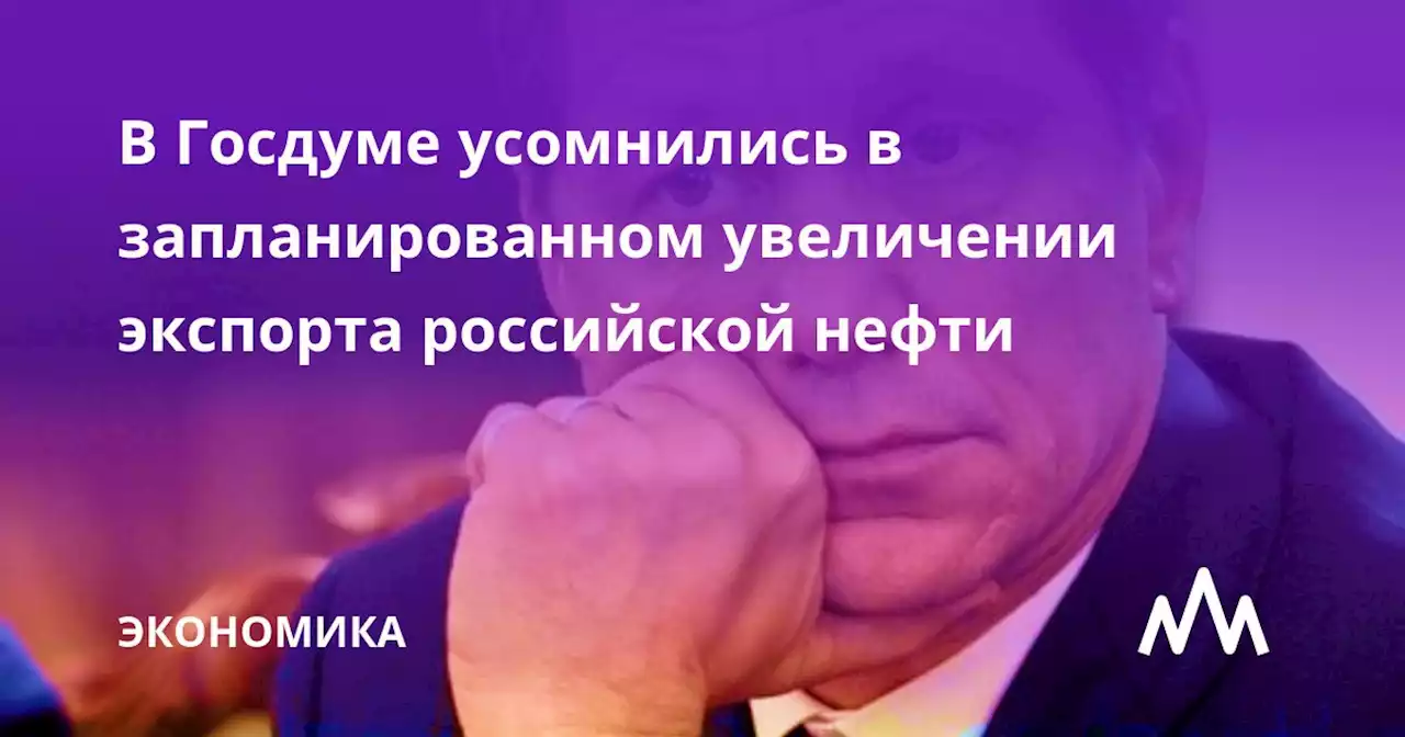 В Госдуме усомнились в запланированном увеличении экспорта российской нефти