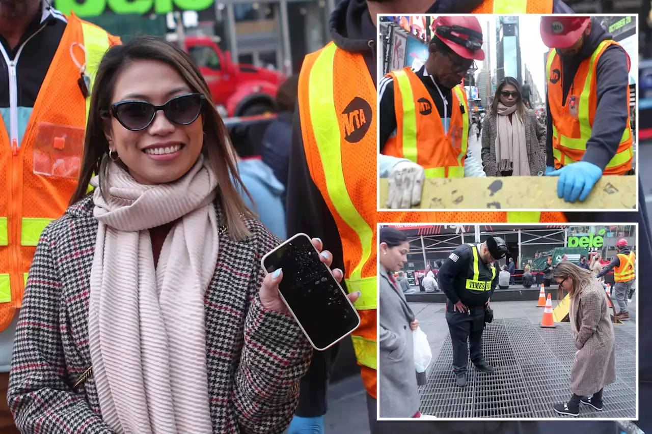 You won’t believe what this tourist did to retrieve her iPhone from a Times Square grate