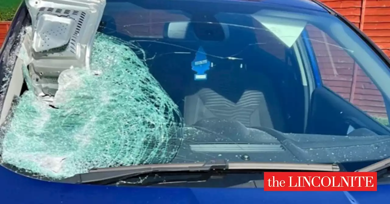 Microwave thrown at windscreen of moving car in Gainsborough