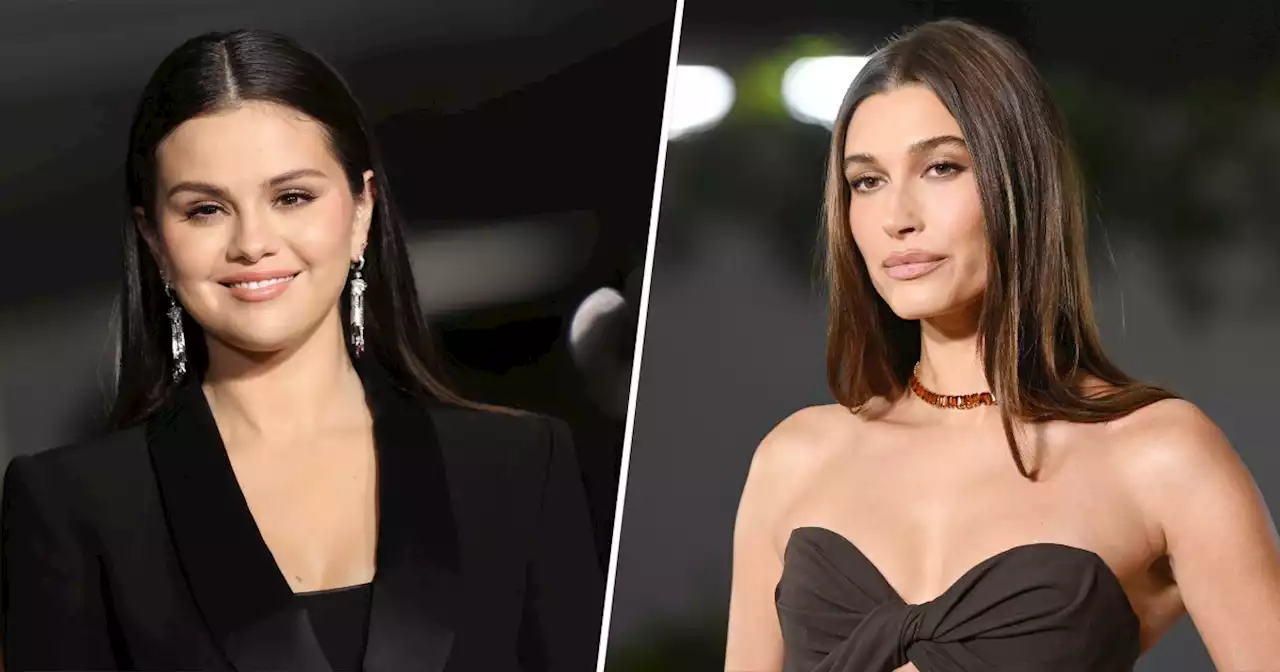 Hailey Bieber and Selena Gomez pose together at gala event