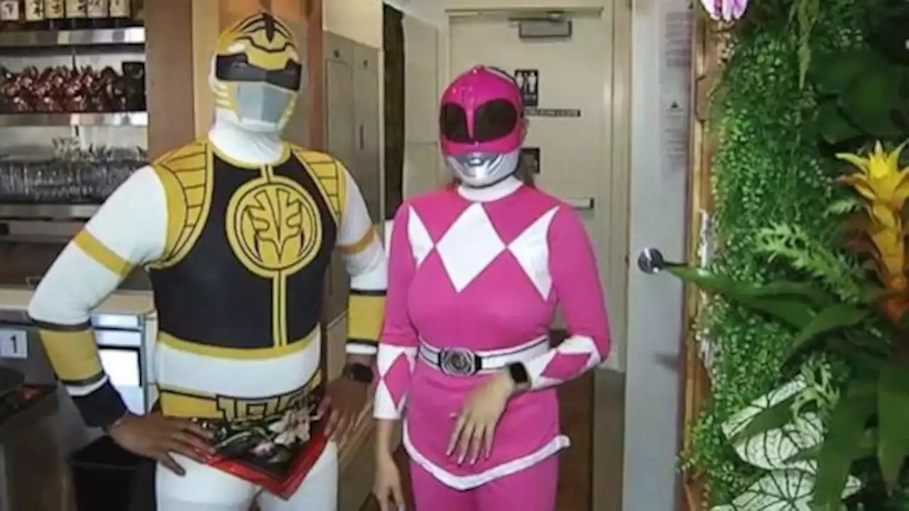 Servers dressed as Power Rangers ward off woman's attacker inside restaurant