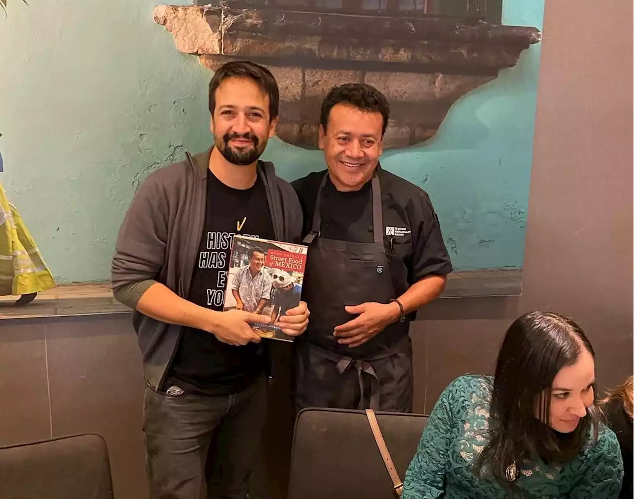 Hamilton's Lin-Manuel Miranda takes on the tlayuda at Xochi restaurant in Houston today