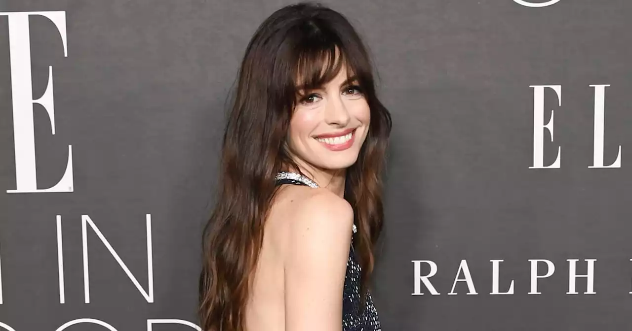 Anne Hathaway's Backless Dress Is Dripping in Sequins and Metallic Beads