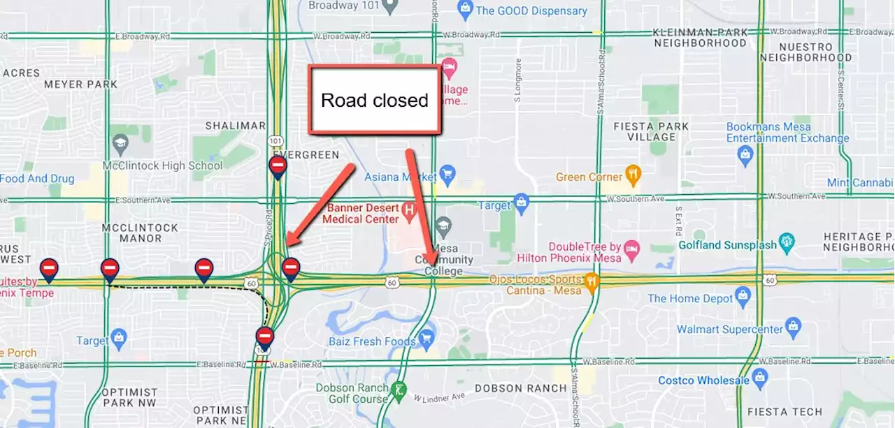 Overnight closure planned on eastbound US 60 between Loop 101 and Dobson Road in Tempe/Mesa Oct. 20-21