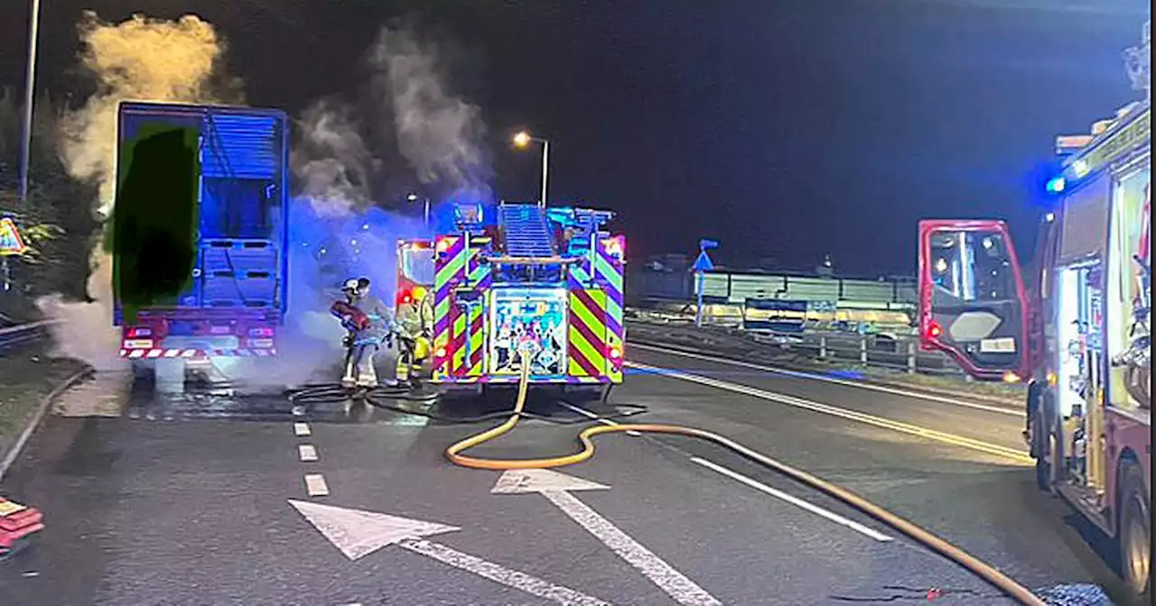 Firefighters battle dramatic lorry blaze on Carlisle Bypass