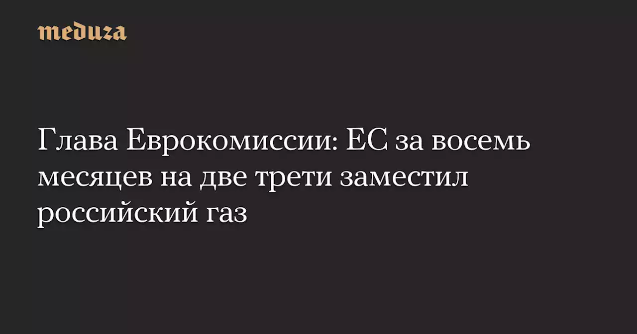 Глава Еврокомиссии: ЕС за восемь месяцев на две трети заместил российский газ — Meduza