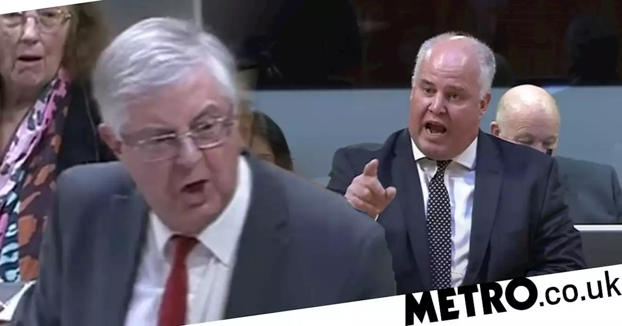 Welsh first minister shakes with anger in clash with Tory leader over NHS budget