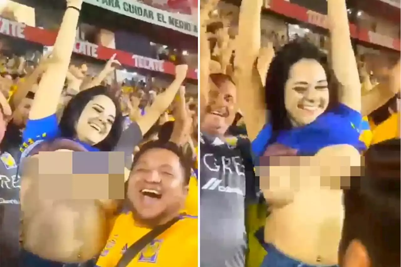 Frisky fan flashes entire soccer stadium, poses for selfies after team scores