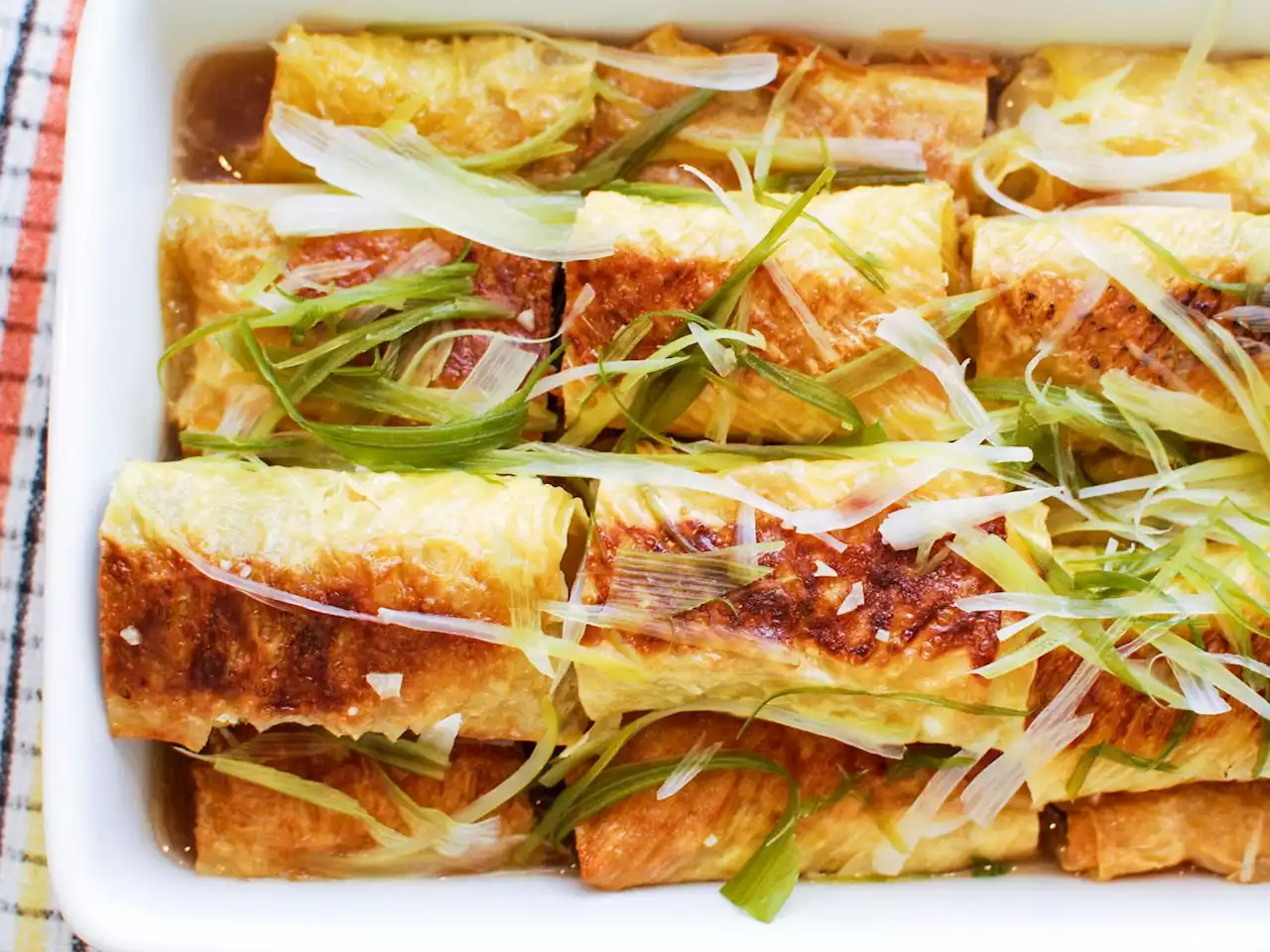 Chinese Bean Curd Rolls Stuffed With Pork, Mushroom, and Ginger Recipe