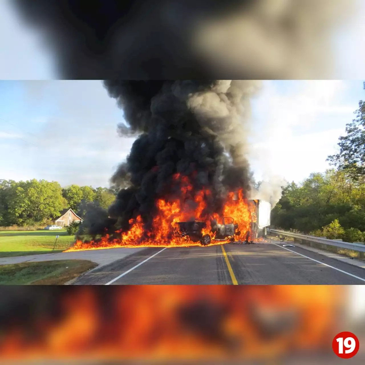 Sheriff’s office: 2 injured when USPS mail truck crashes, bursts into flames