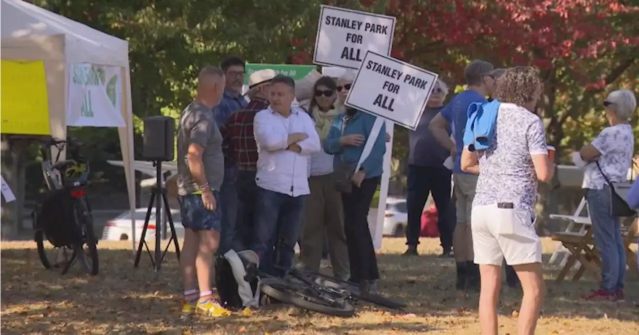 Vancouver rally held to ‘restore Stanley Park’; concerns surrounding contentious bike lanes - BC | Globalnews.ca