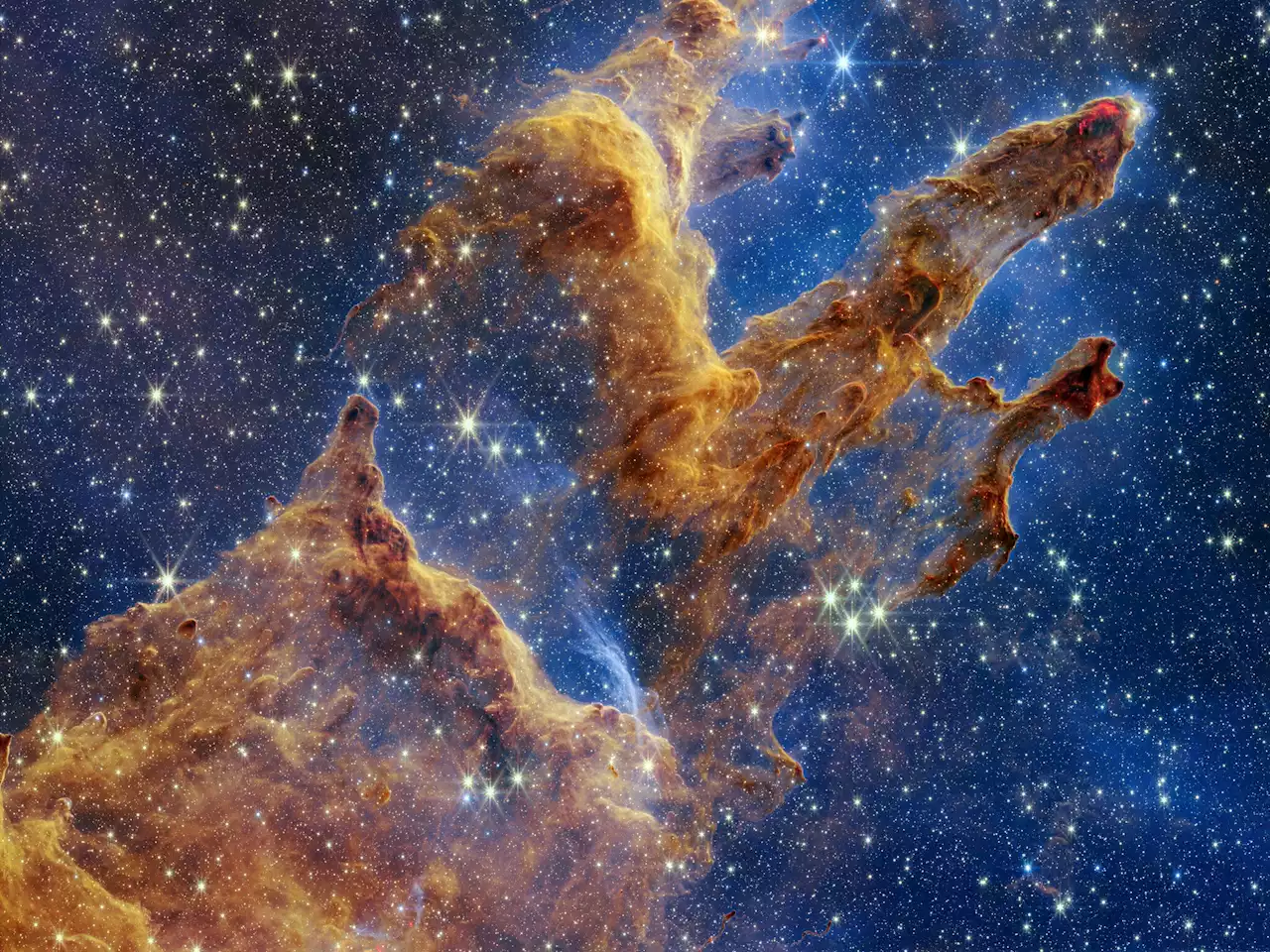 JWST give a new look at the Pillars of Creation's majestic explosion of young stars