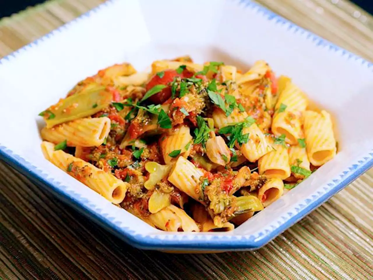 Pasta With Braised Broccoli and Tomato Recipe