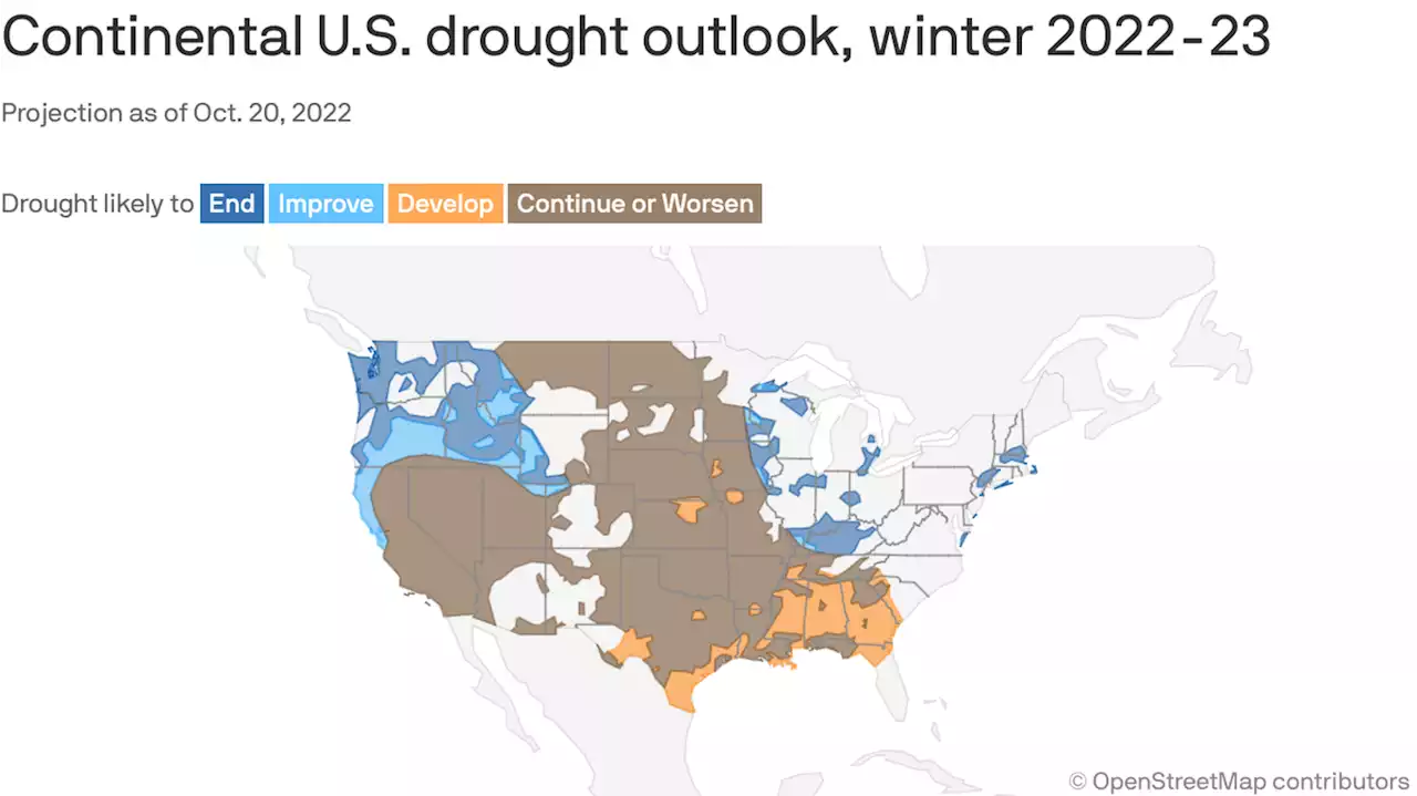 Rare 'triple-dip' La Niña, climate change to expand drought across U.S. this winter