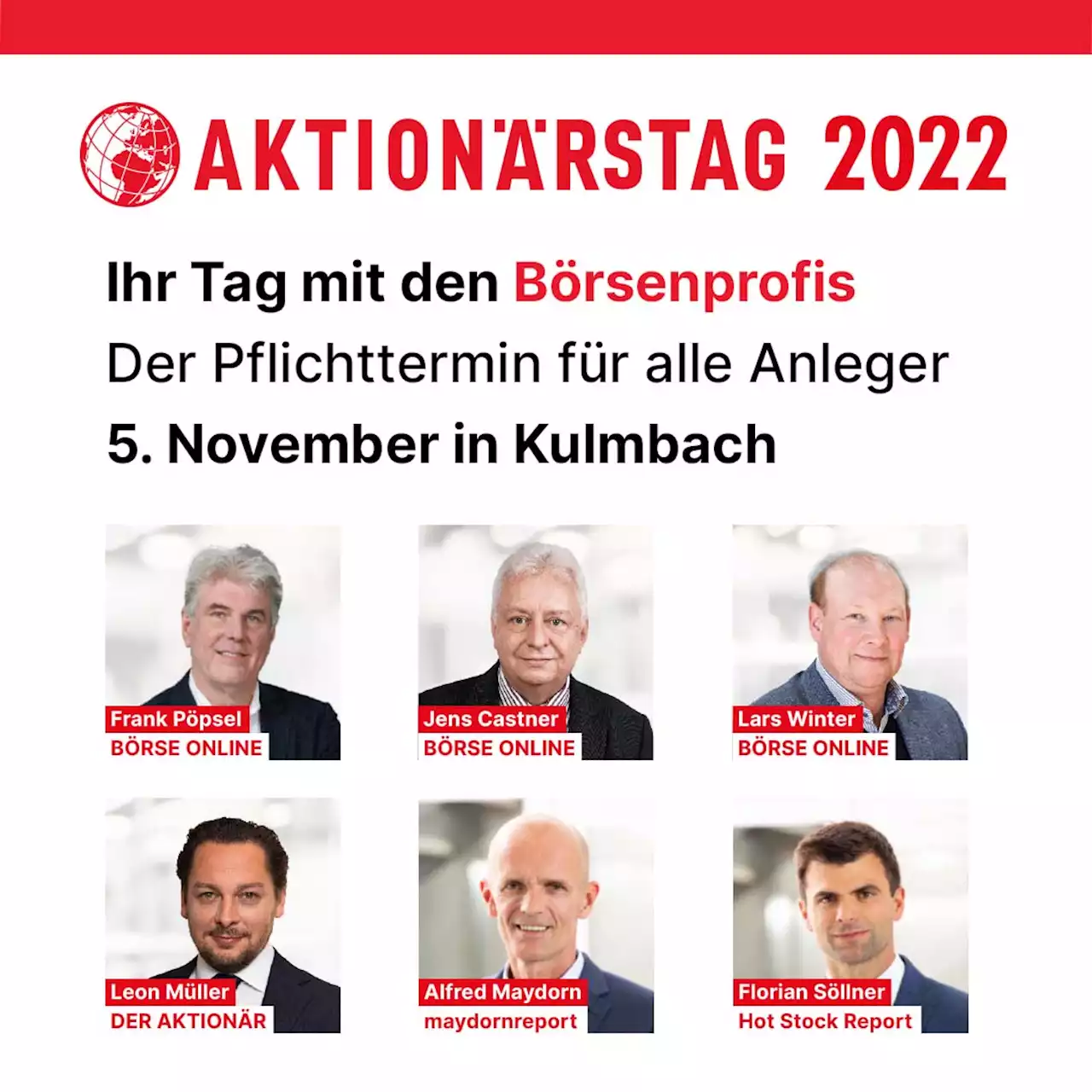 AKTIONÄRSTAG – Ihr Tag mit den Börsenprofis