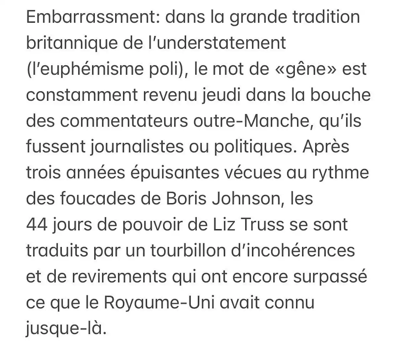 Démission de Liz Truss: «À bout de souffle»