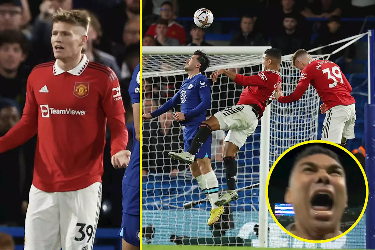 Casemiro screams in celebration with Man United fans after denying Chelsea win