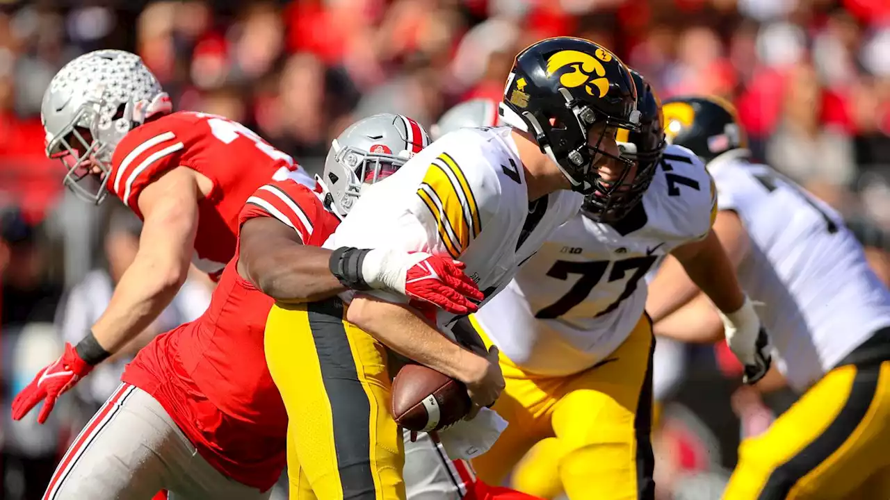 Iowa commits 6 turnovers and fails to score offensive TD in 54-10 loss to No. 2 Ohio State