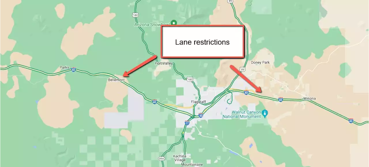 Intermittent lane restrictions on I-40 for hazardous tree removal between Walnut Canyon and Bellemont Oct. 24 - Nov. 18