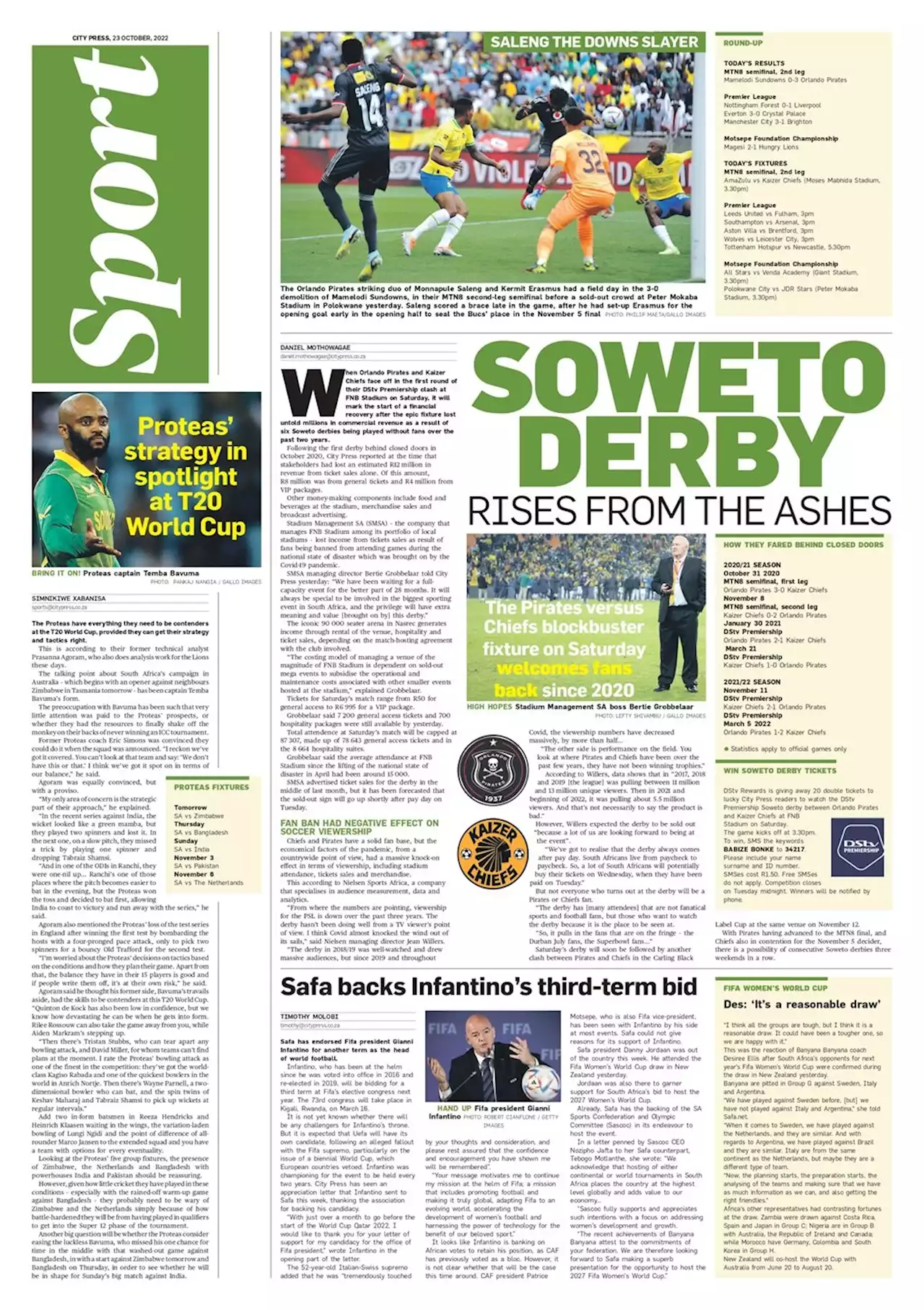 What’s in City Press Sport: Soweto Derby rises from the ashes | Match manipulation: NFD same old story | Citypress