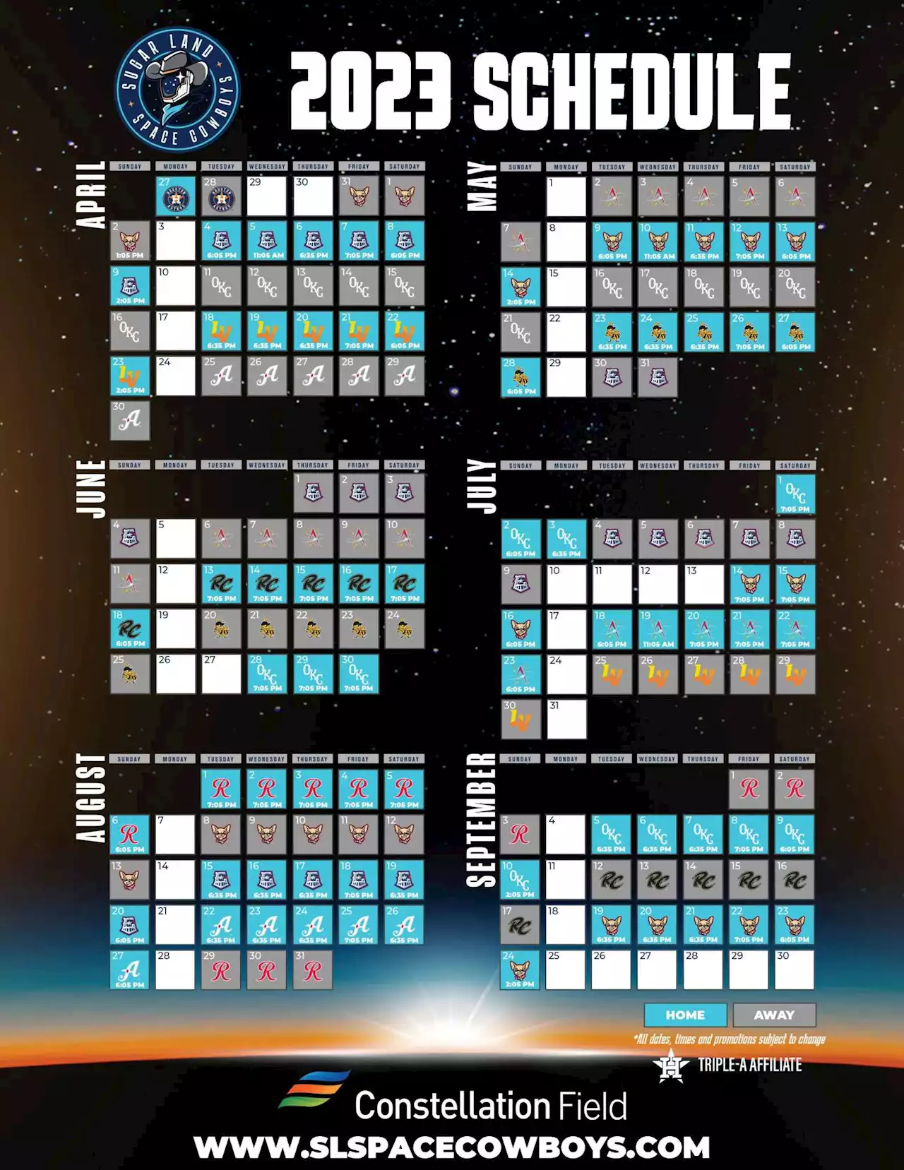 Sugar Land Space Cowboys announce home game times for 2023 season