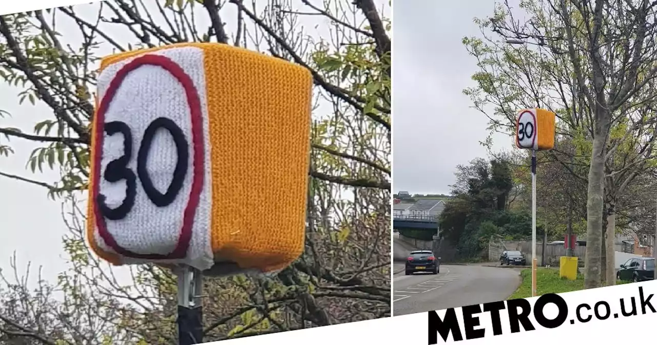 Village knitters make woollen speed camera to slow down drivers