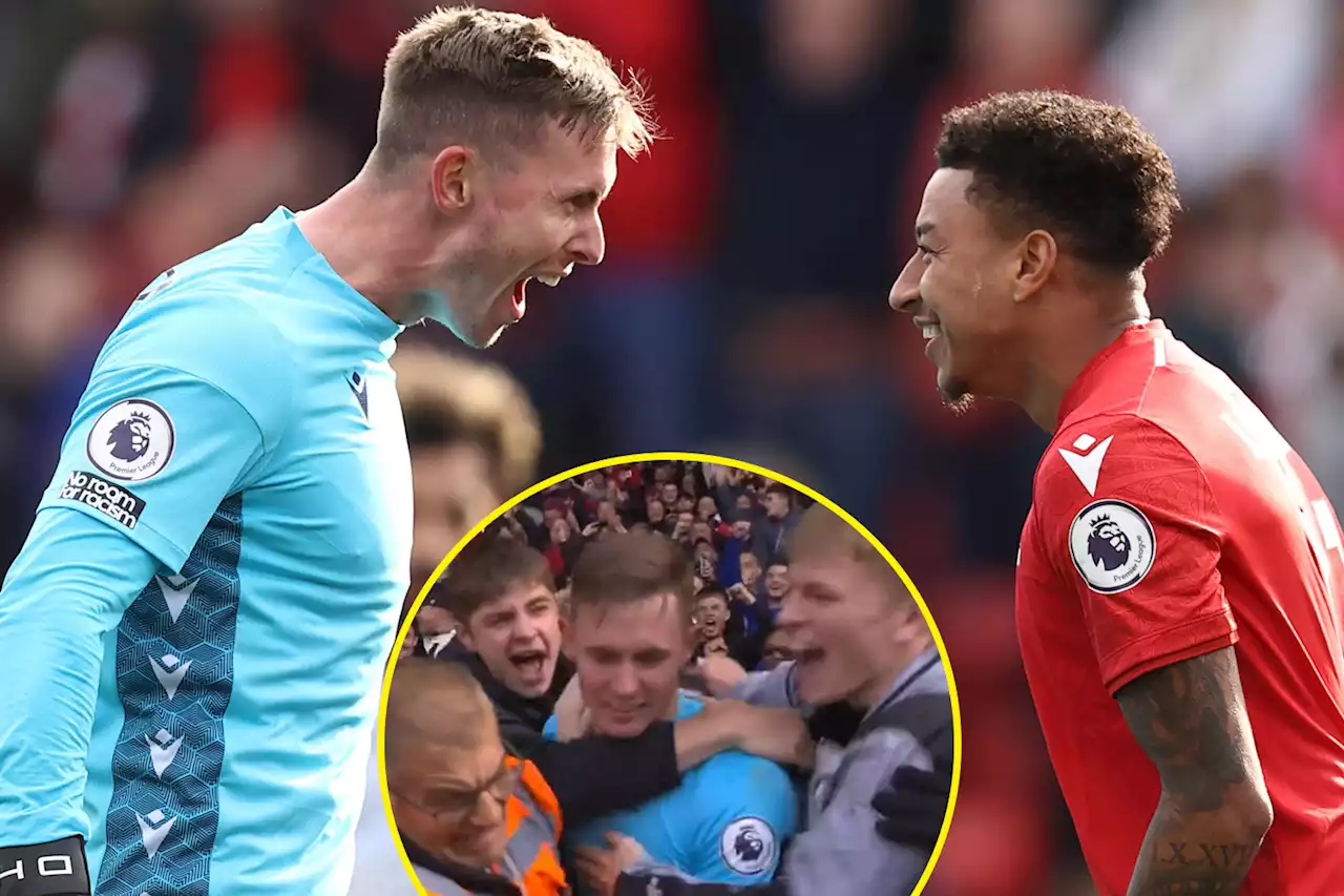 Man United loanee Henderson celebrates with fans and Lingard dances with delight as Forest shock Liverpool