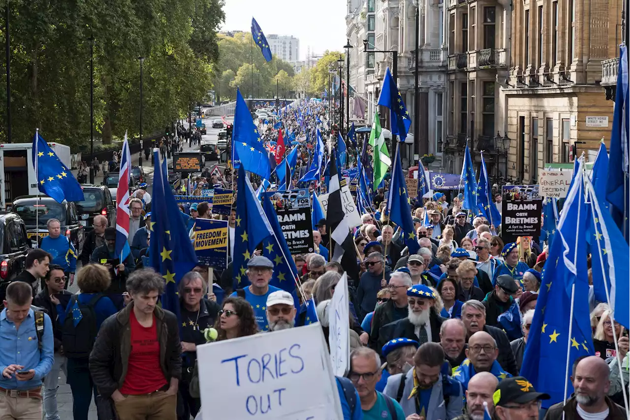 Thousands of protesters march in central London to call for UK to rejoin the EU