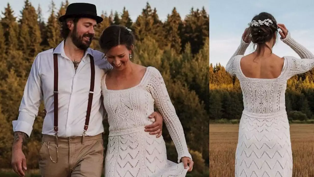 Bride knits wedding dress for less than $300 and documents 45-day process