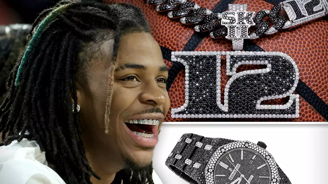 Ja Morant Cops '12SKII' Black & White Diamond Chain And Matching AP Watch