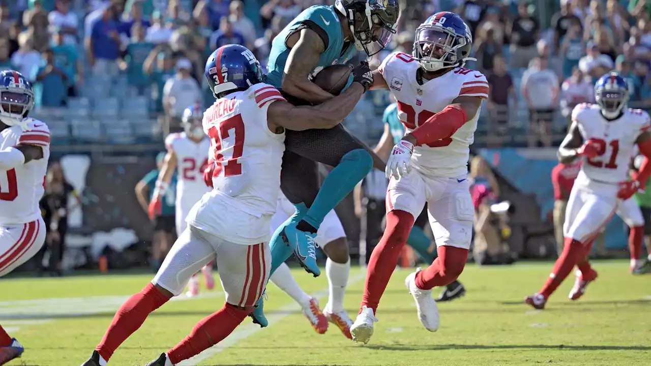 Giants stop Jaguars at 1-yard line for 23-17 win, get to 6-1